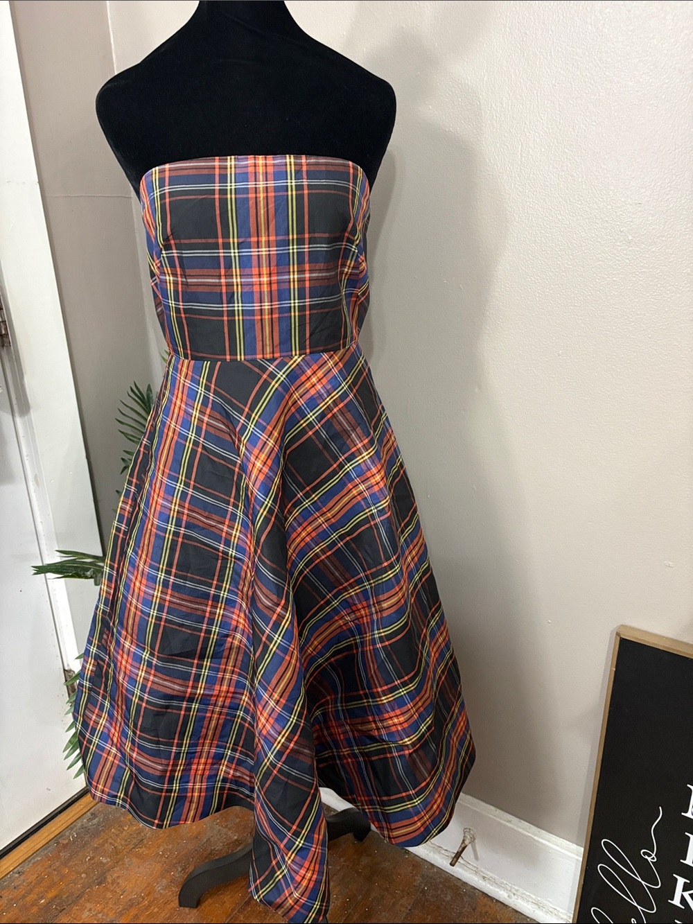 NWT Vintage J.Crew Silk Taffeta Tartan Strapless Holiday 2006 Dress - Size 2